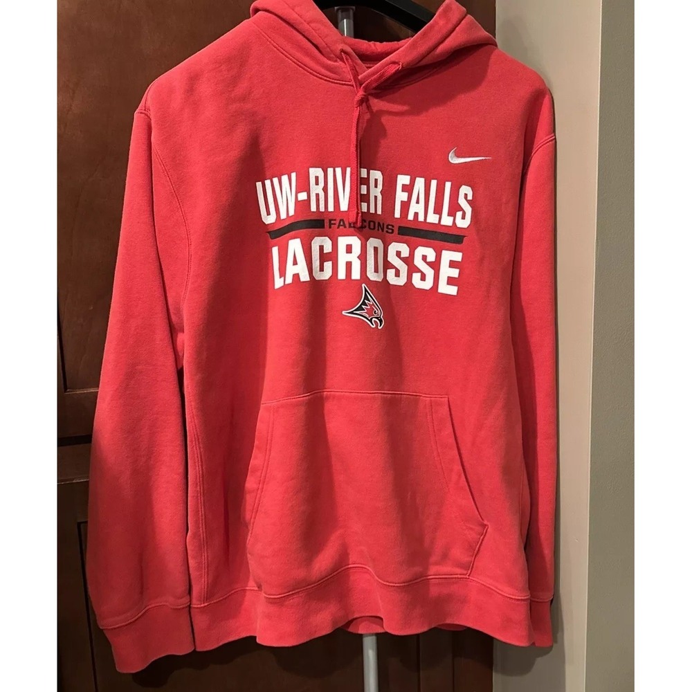UWRiverFalls Lacrosse Nike College Hoodie XL Red Cotton Blend Sweatshirt X-Large
